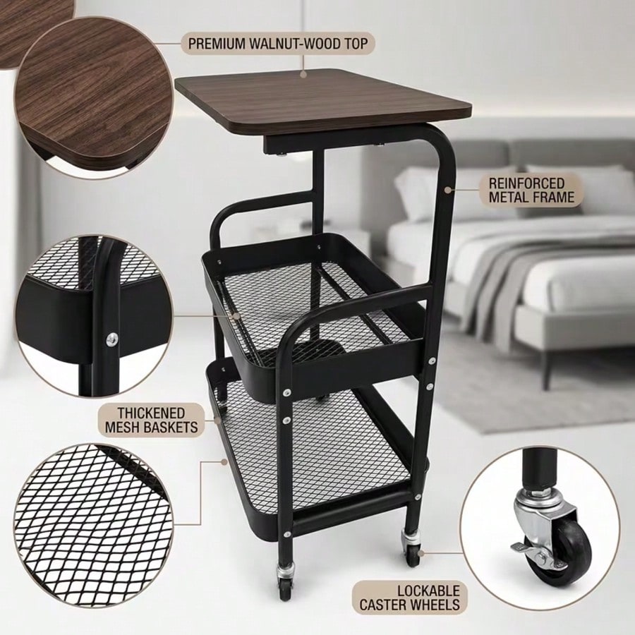 3-Tier Wheeled Rolling Cart wi - Home Cooking Recipes ulasan dan harga