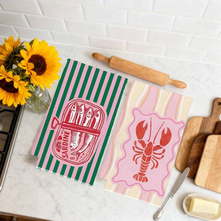 2Pcs, Pink and Green Striped S - Home Cooking Cookbook ulasan dan harga