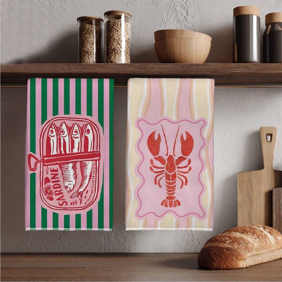 2Pcs, Pink and Green Striped S - Home Cooking Cookbook ulasan dan harga